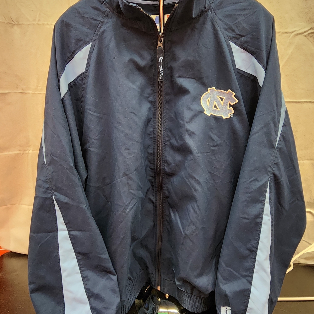 Russell Athletic Navy UNC Tarheels Full Zip Windbreaker. Used. VG Condition.